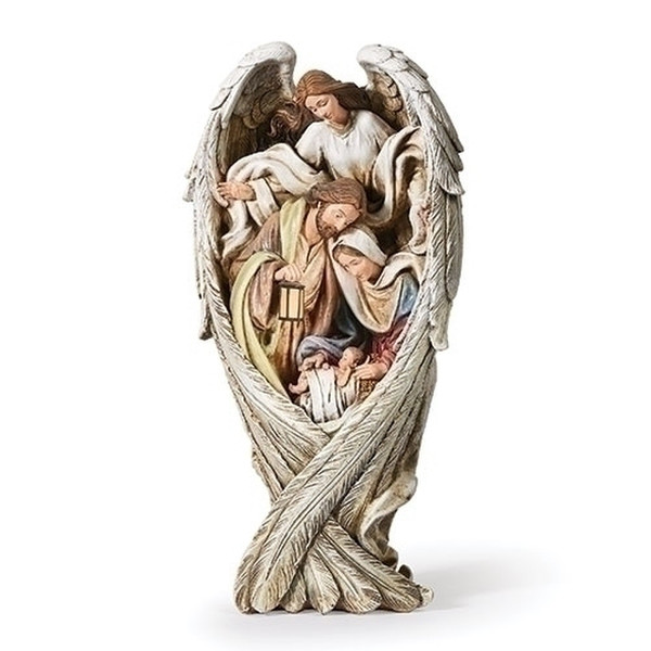 Holy Family Wrapped in Angel Wings Statue